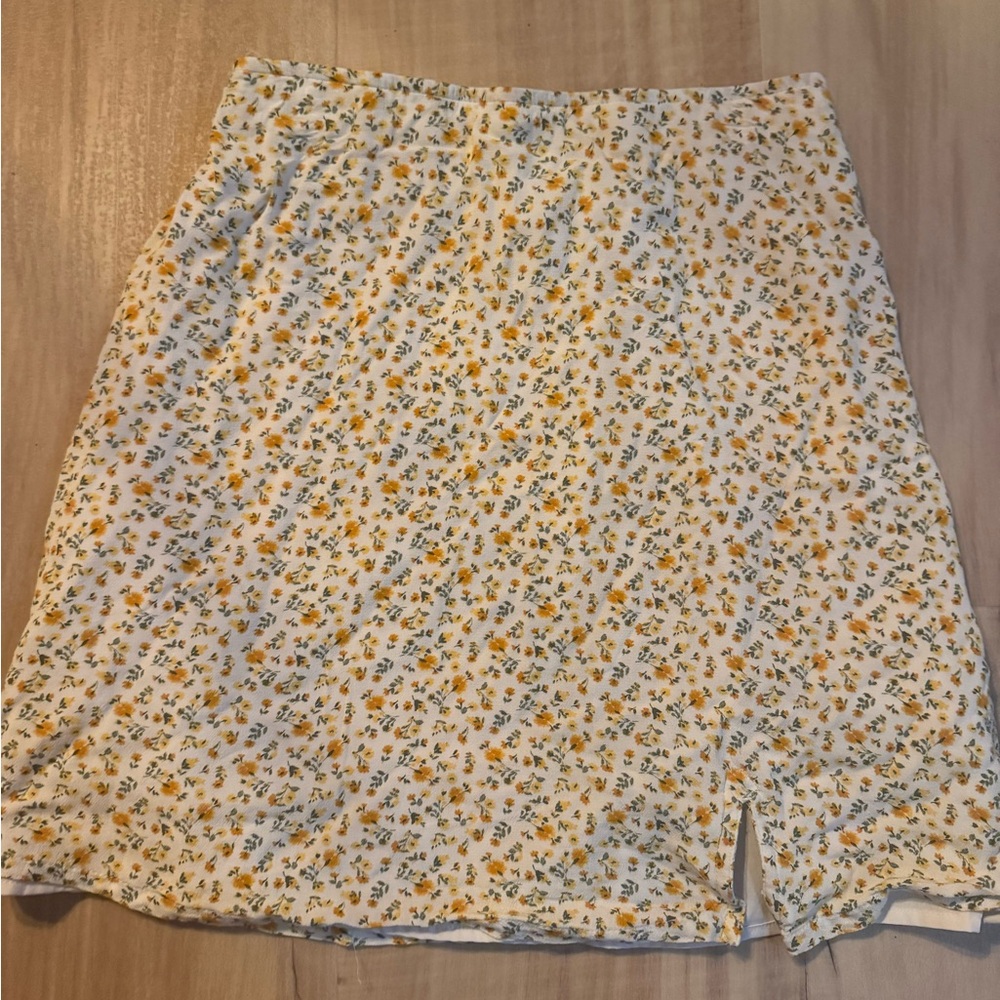 Hollister Yellow and Green Floral Pencil Skirt